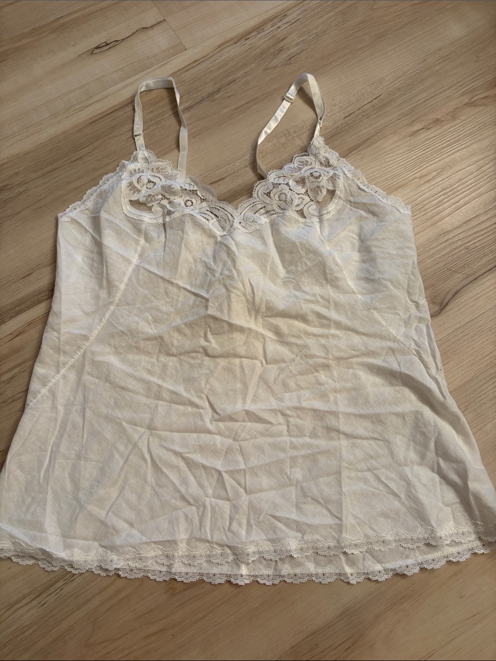 Vintage Vanity Fair Cotton Lace Trim Tank Top Camisole Size 36 cottagecore comfy